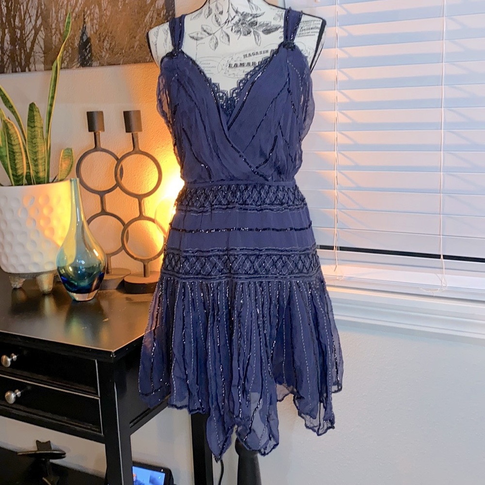 FREE PEOPLE Sapphire Beaded Dress NWT